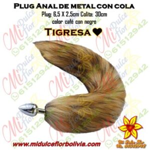 Plug anal de metal con cola atigrada