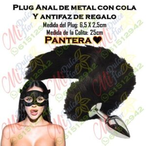 Plug anal de metal con cola negra