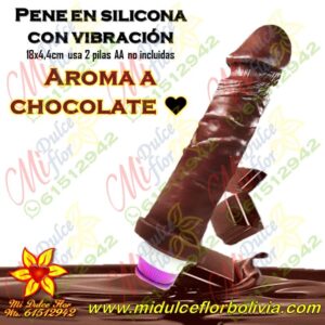 Pene en silicona con vibración chocolate