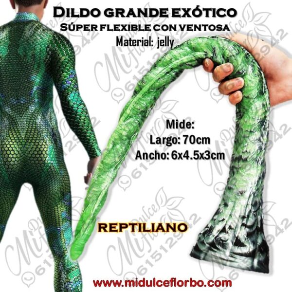 Diapositiva504(1) Dildo grande exótico súper flexible REPTILIANO