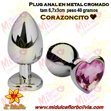 Plug anal de metal, corazón