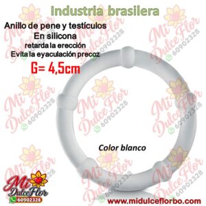 Anillo para pene y testículos de silicona transparente con muescas 4.5 cm industria brasilera