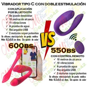 Vibrador tipo C con control, verus