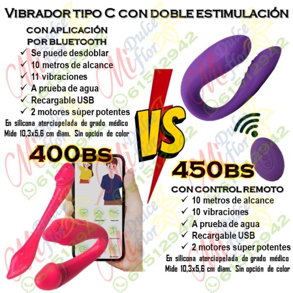 Vibrador tipo C con control, versus