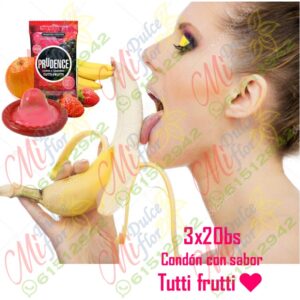 Kit 3 condones sabor tutti frutti