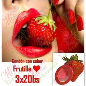 Kit 3 condones sabor frutilla