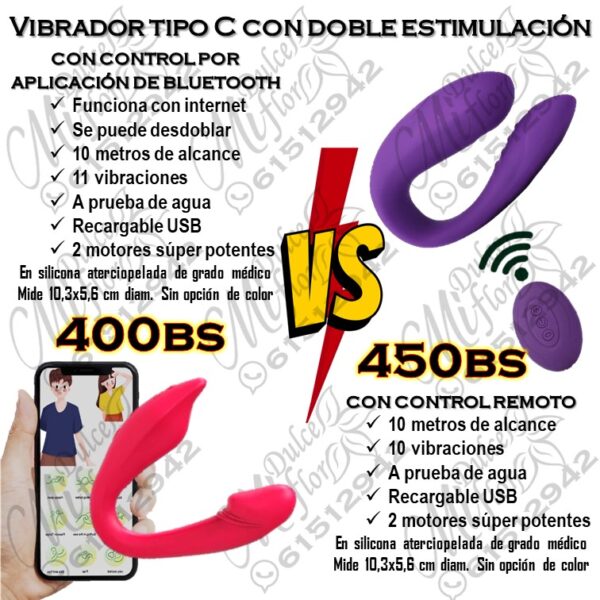 Vibrador tipo C con control, versus