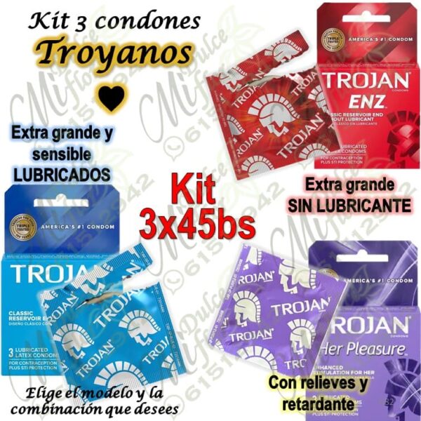 Kit 3 condones TROYANOS