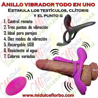 Anillo vibrador 3 funciones con control remoto