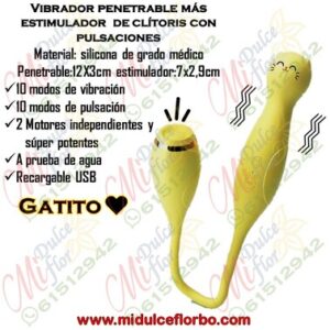 Vibrador penetrable con pulsaciones gatito