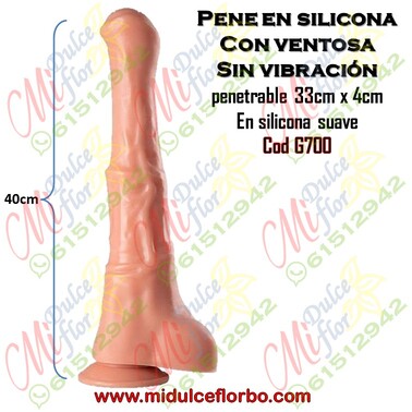 Pene en silicona con ventosa sin vibración