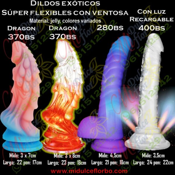Diapositiva505 Dildos exóticos súper flexibles