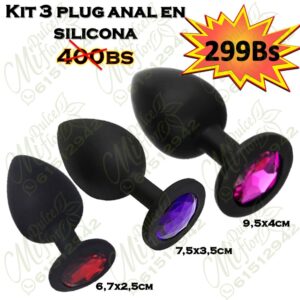 Kit 3 plugs anales en silicona