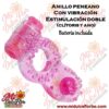 Anillo con vibración y doble estimulación de gel transparente y rosa