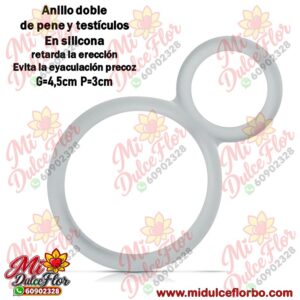 Anillo doble para pene y testículos de silicona blanca delgado industria brasilera