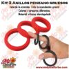 Diapositiva37 Set de 3 anillos peneanos de silicona aterciopelada de diferentes grosores en rojo y negro
