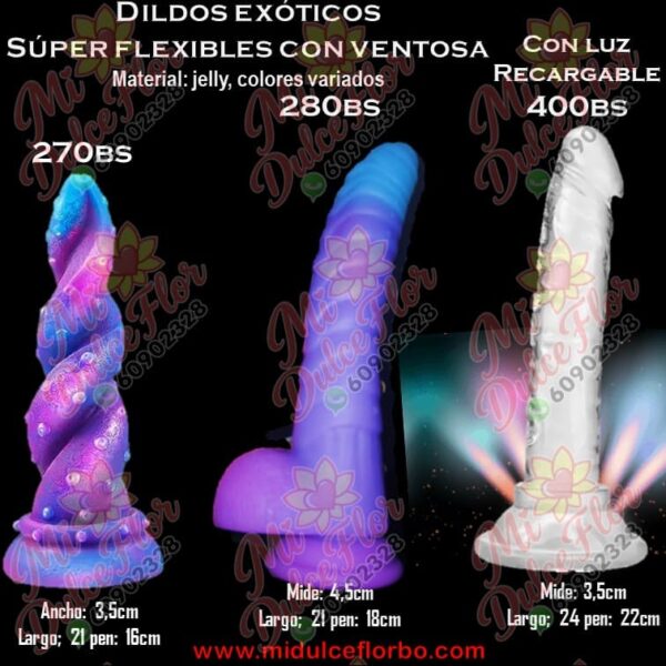 Dildos exóticos súper flexibles con ventosa