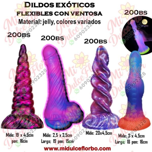 Dildos exóticos flexibles con ventosa