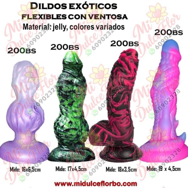 Dildos exóticos flexibles con ventosa