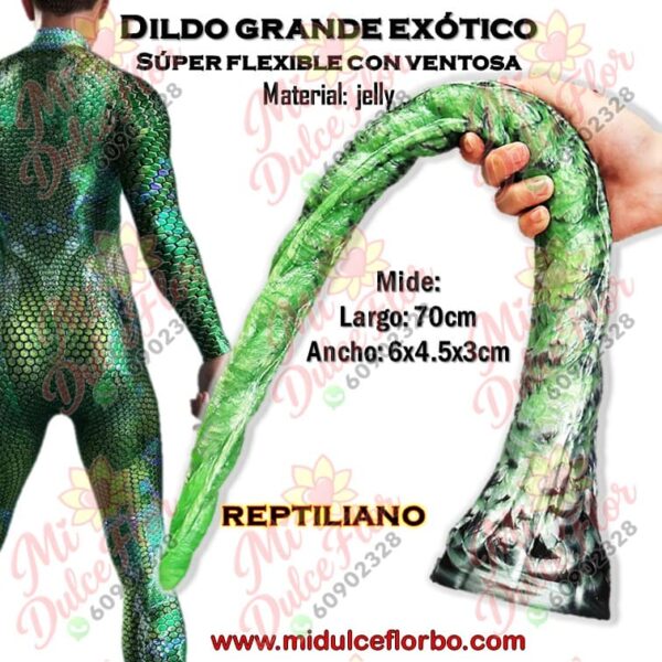 Dildo grande exótico súper flexible REPTILIANO