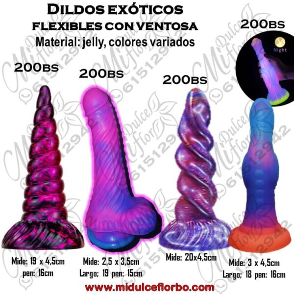 Dildos exóticos flexibles con ventosa