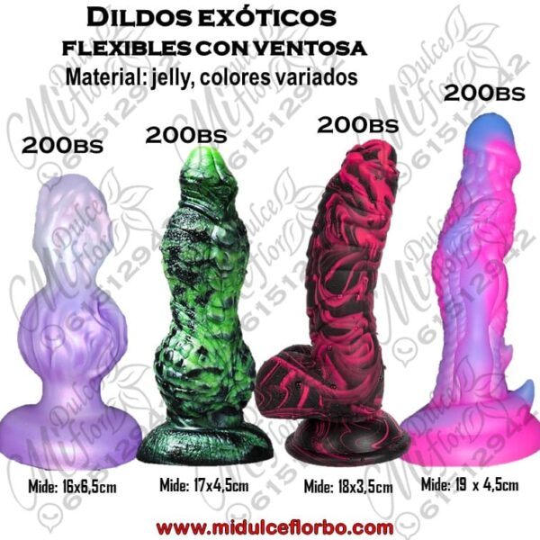 Dildos exóticos flexibles con ventosa