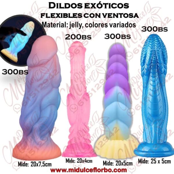Dildos exóticos y flexibles con ventosa
