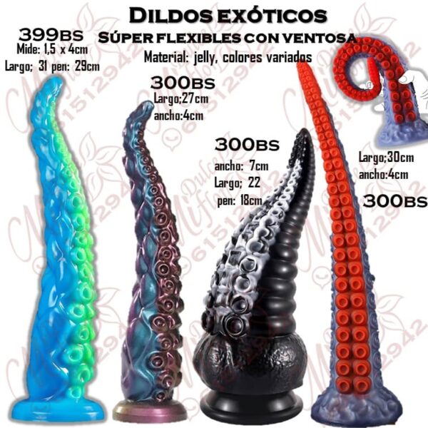 Dildos exóticos súper flexibles con ventosa TENTÁCULOS